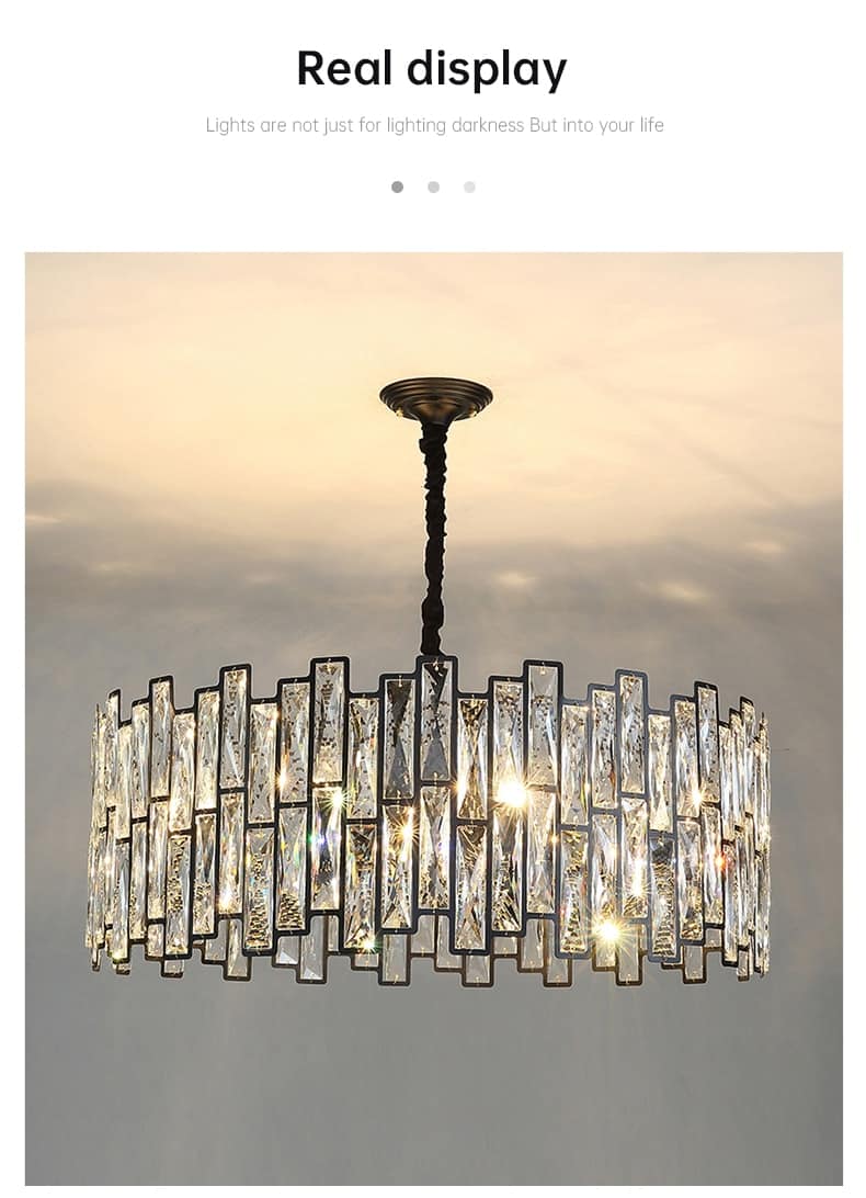 black chandelier for living room kitchen led crystal hanging lamp round rectangle modern nordic indoor lighting люстра