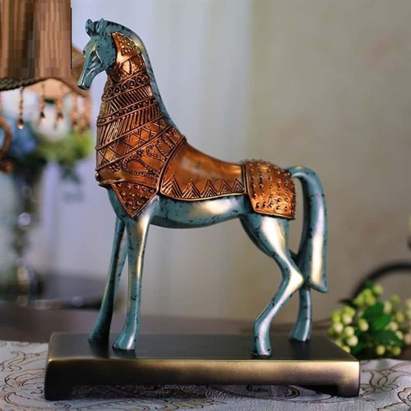 [MGT] European Creative Horse Furnishing Retro Armor Horses Statue Resin Art&Craft Home Decoration Accessories For Living Room