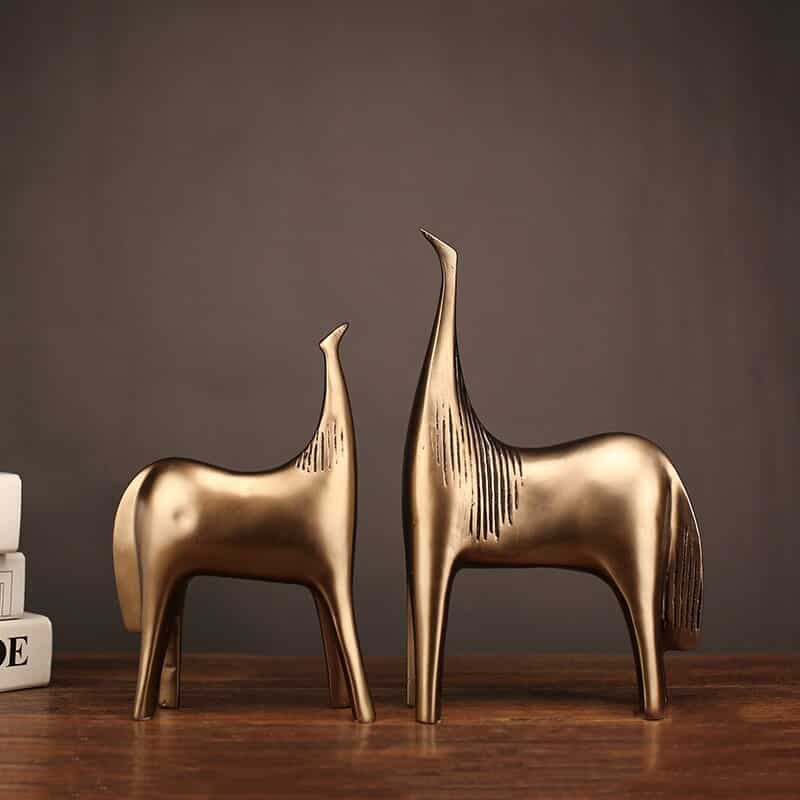 [MGT]2 PCS Glod Abstract Horse Statue Resin Art Statue Sculpture Home Decoration Modern Ornaments Animal Statues Crafts