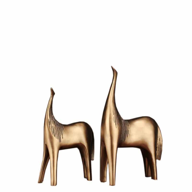 [MGT]2 PCS Glod Abstract Horse Statue Resin Art Statue Sculpture Home Decoration Modern Ornaments Animal Statues Crafts