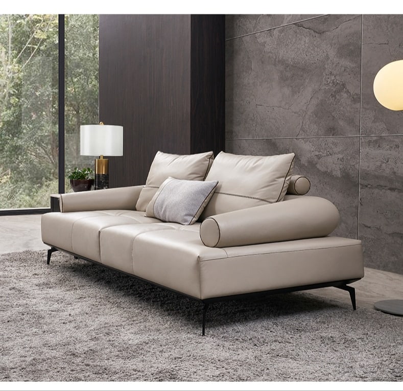 Minimalist living room home leather sofa Modern large and small apartment type retro leather sofa combination furniture