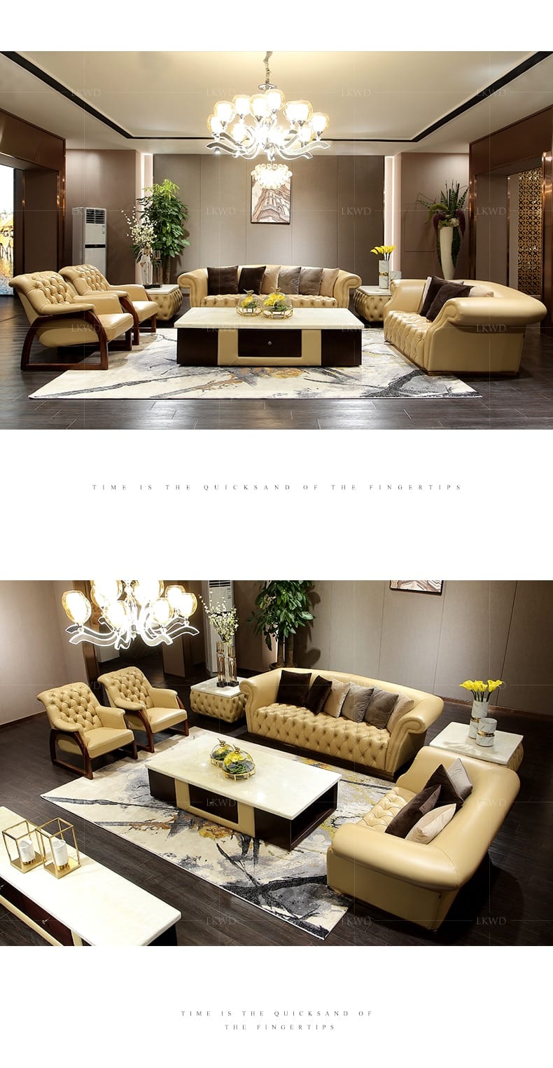 Modern-style leather sofa Villa living room complete apartment elegant new classical123Combination down sofa