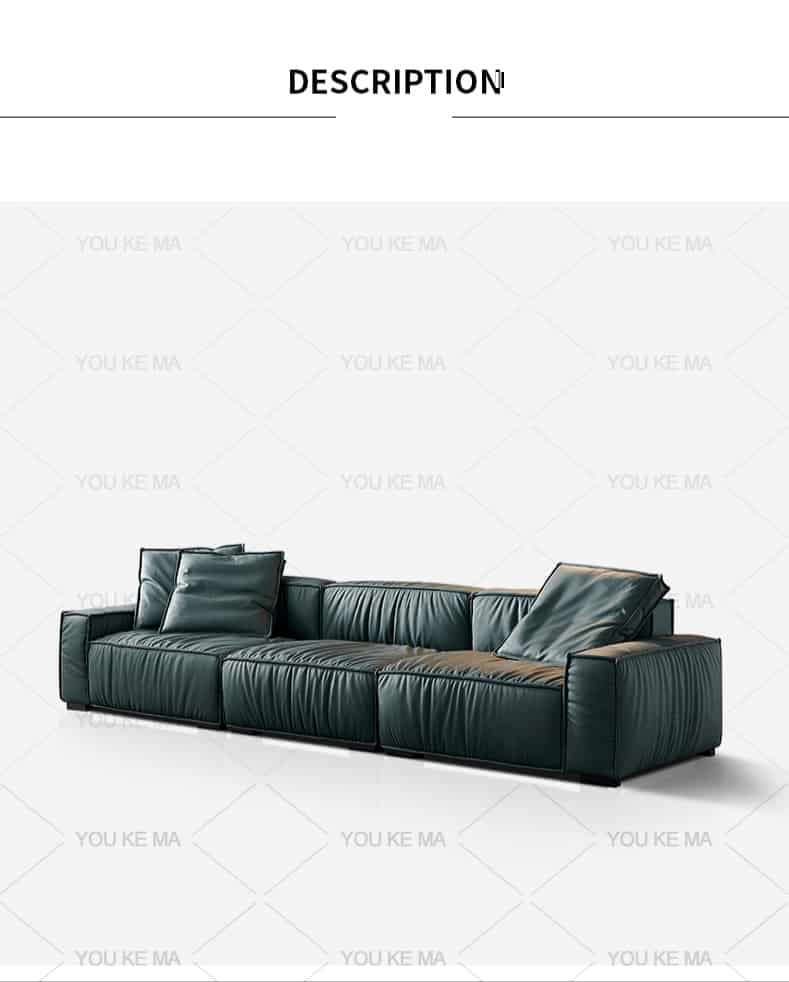 Modern minimalist modern light luxury leather sofa large apartment living room first layer cowhide high-end furniture