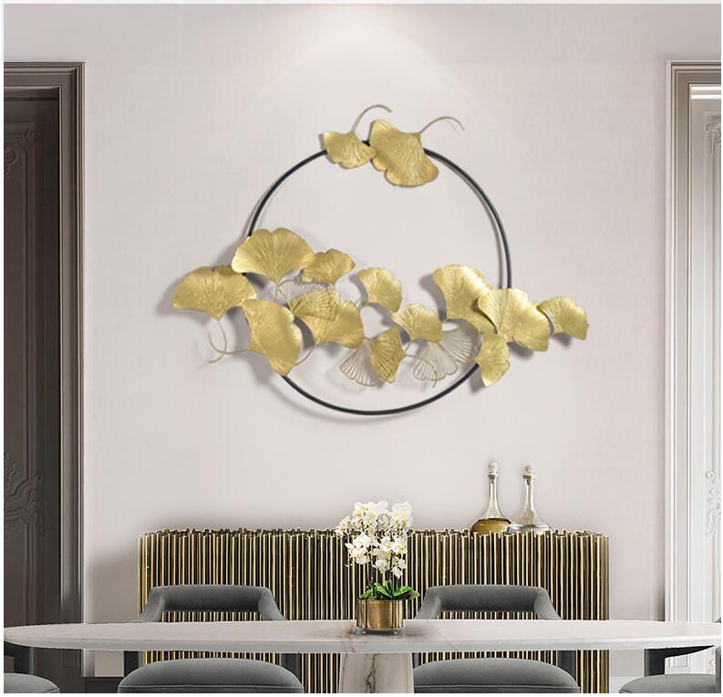 New Chinese Wall Wrought Iron Ginkgo Biloba Home Decoration Crafts Creative Wall Hanging Sofa Background Mural Ornament Decor