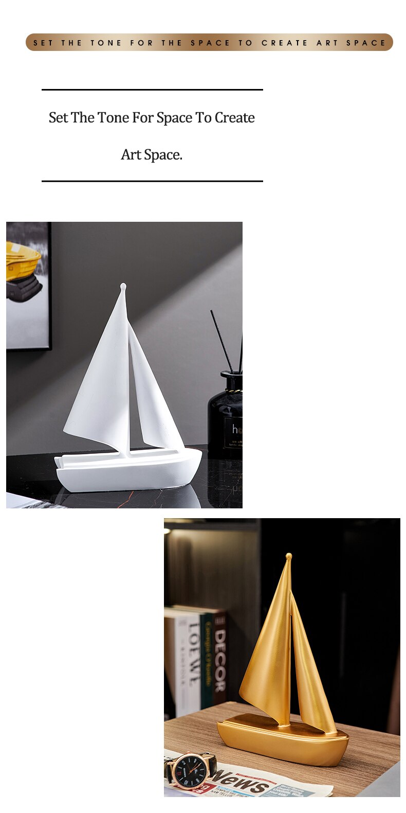 Creative Sailboat Decoration Resin Home Decor Living Room Home Desktop Ornaments Modern Creative Home Accessories